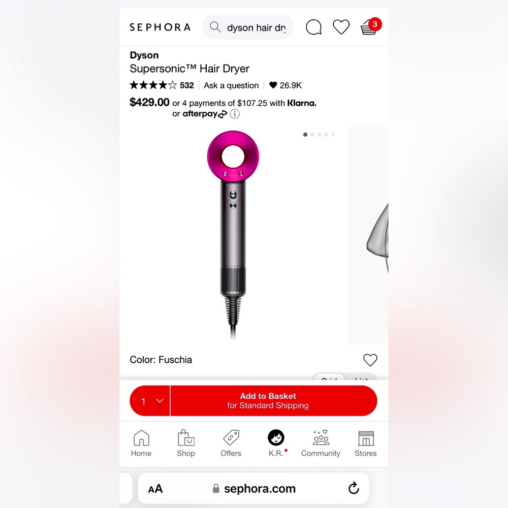 Dyson supersonic hair dryer